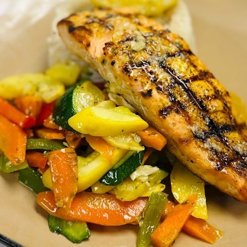 Lemon Garlic Salmon Dinner.