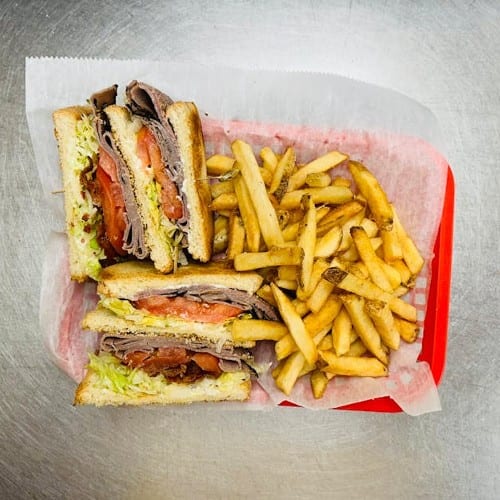 Roast Beef Club Sandwich.